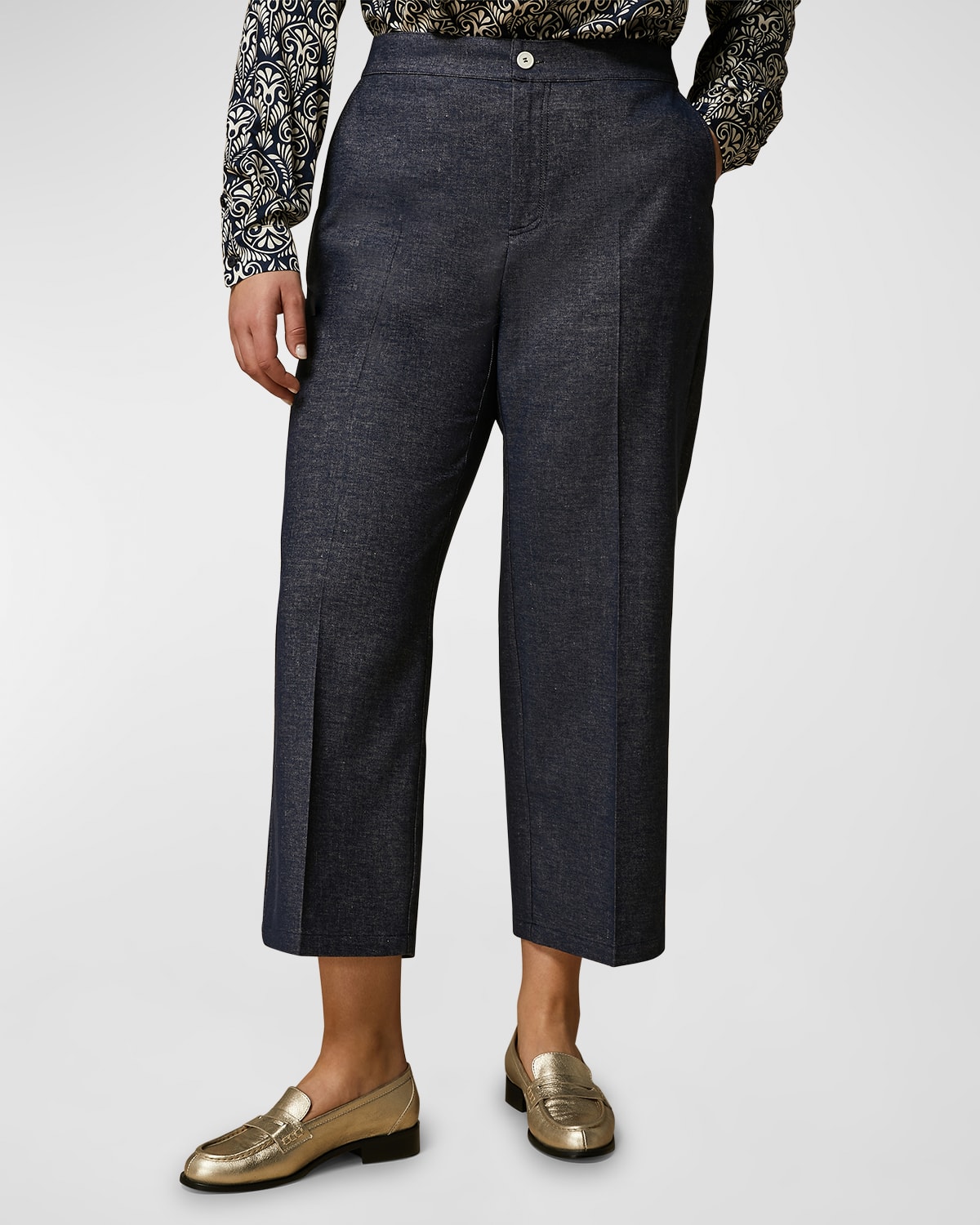 Shop Marina Rinaldi Plus Size Acciuga Cropped Straight-leg Pants In Ultramarine