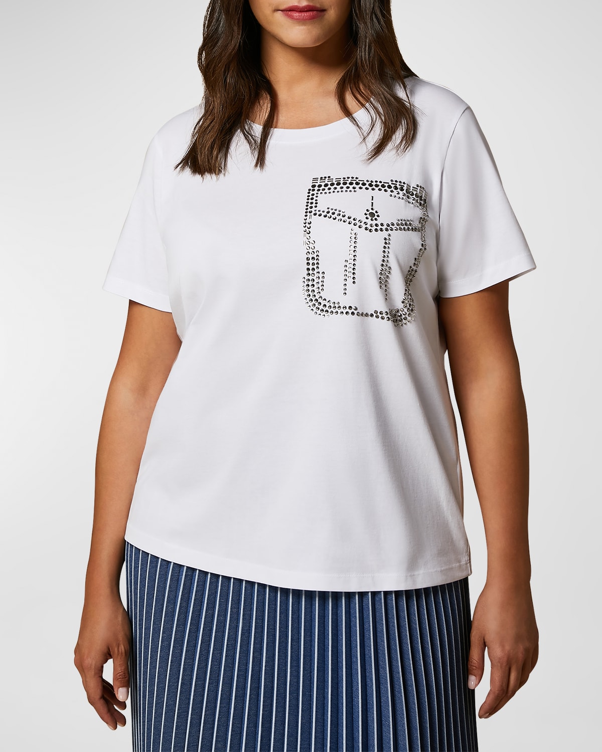 Shop Marina Rinaldi Plus Size Caccia Rhinestone Jersey T-shirt In Optical White