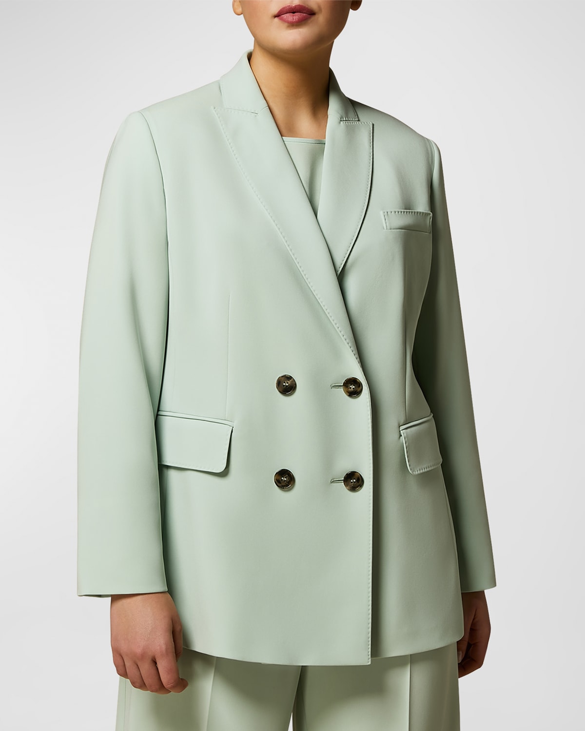Shop Marina Rinaldi Plus Size Fox Double-breasted Blazer In Pastel Green