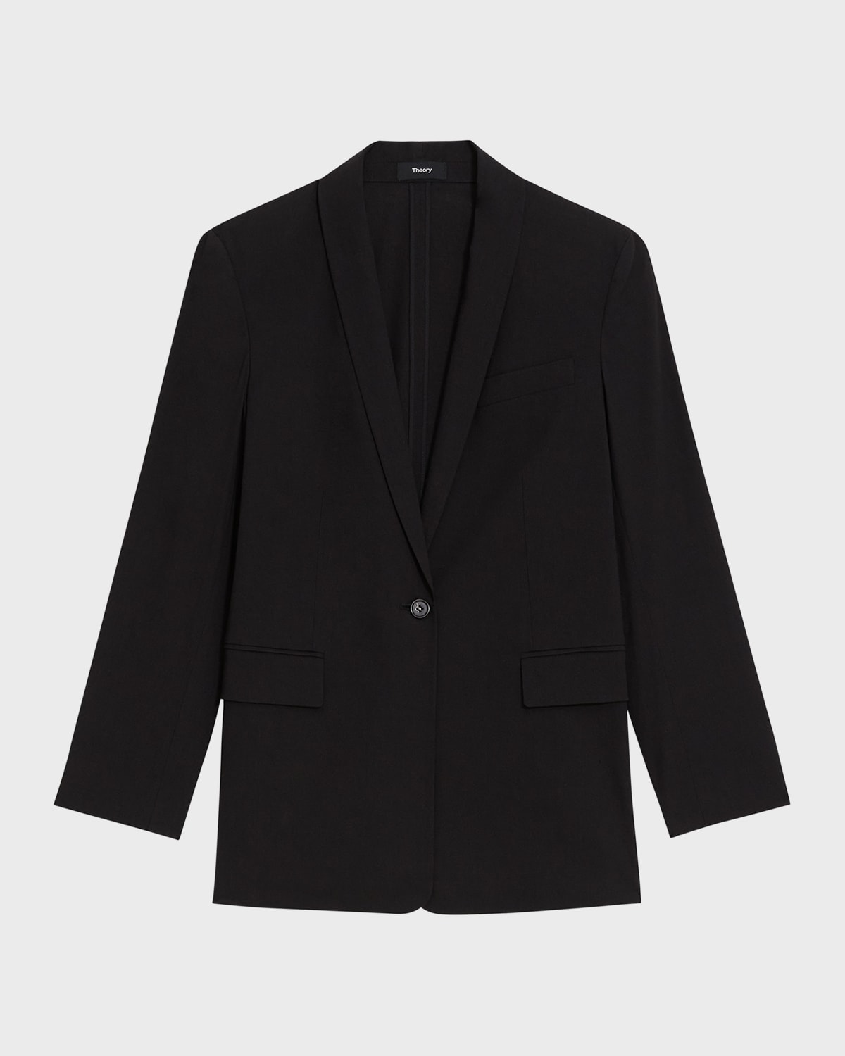 Theory Rolled-sleeve Shawl Collar One-button Jacket In Blk
