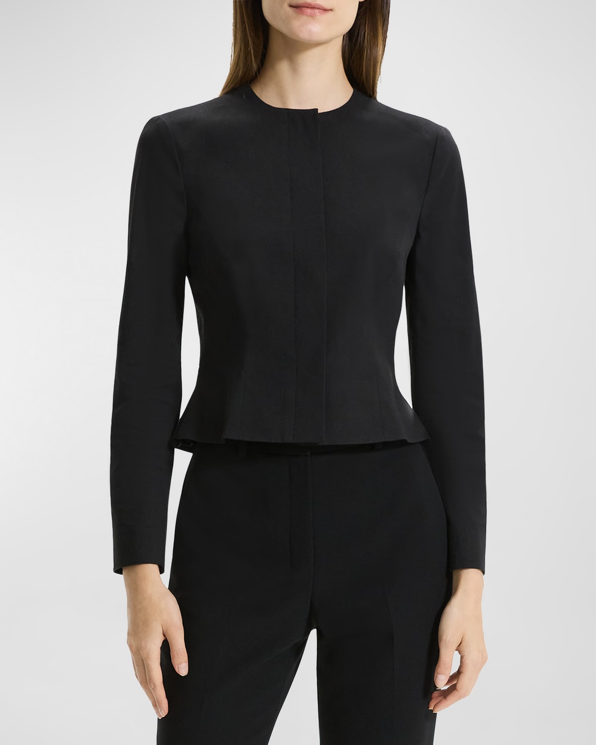 Shop Theory Cropped Peplum Jacket In Black