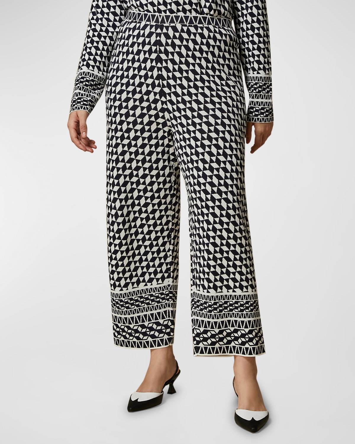 Shop Marina Rinaldi Plus Size Falster Geometric Jacquard-knit Pants In Ultramarine