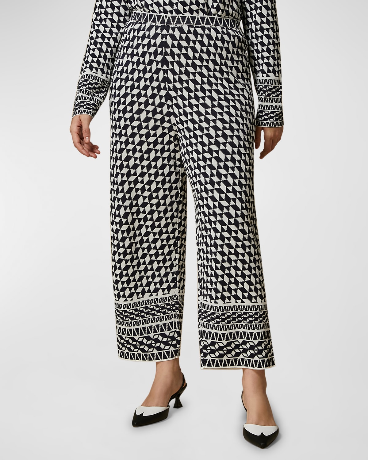 Plus Size Falster Geometric Jacquard-Knit Pants