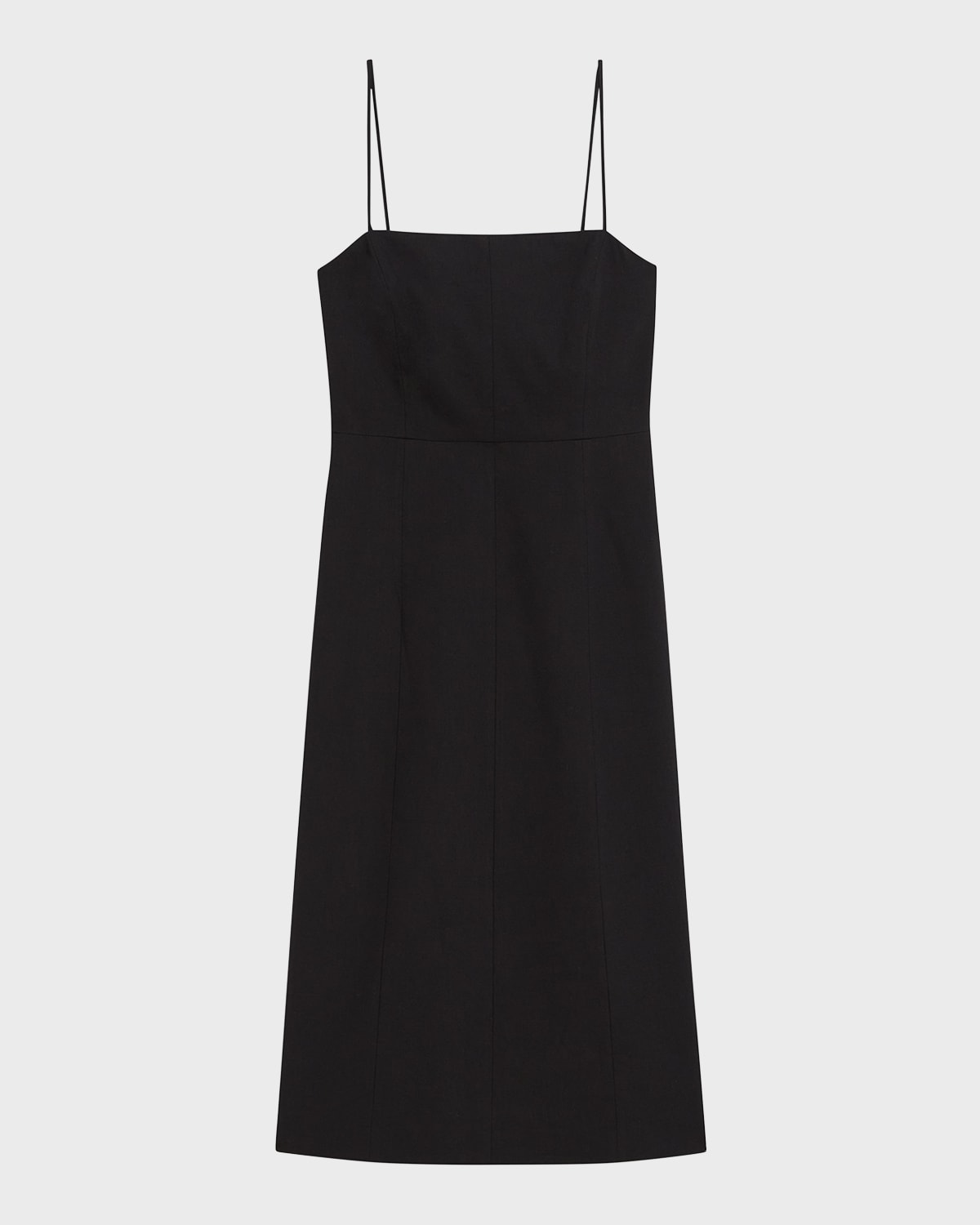 Theory Good Strappy A-line Linen Blend Dress In Black