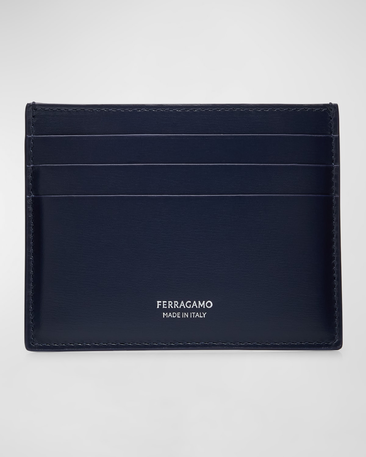Ferragamo Men's Classic Hammered Leather Card Holder In Black