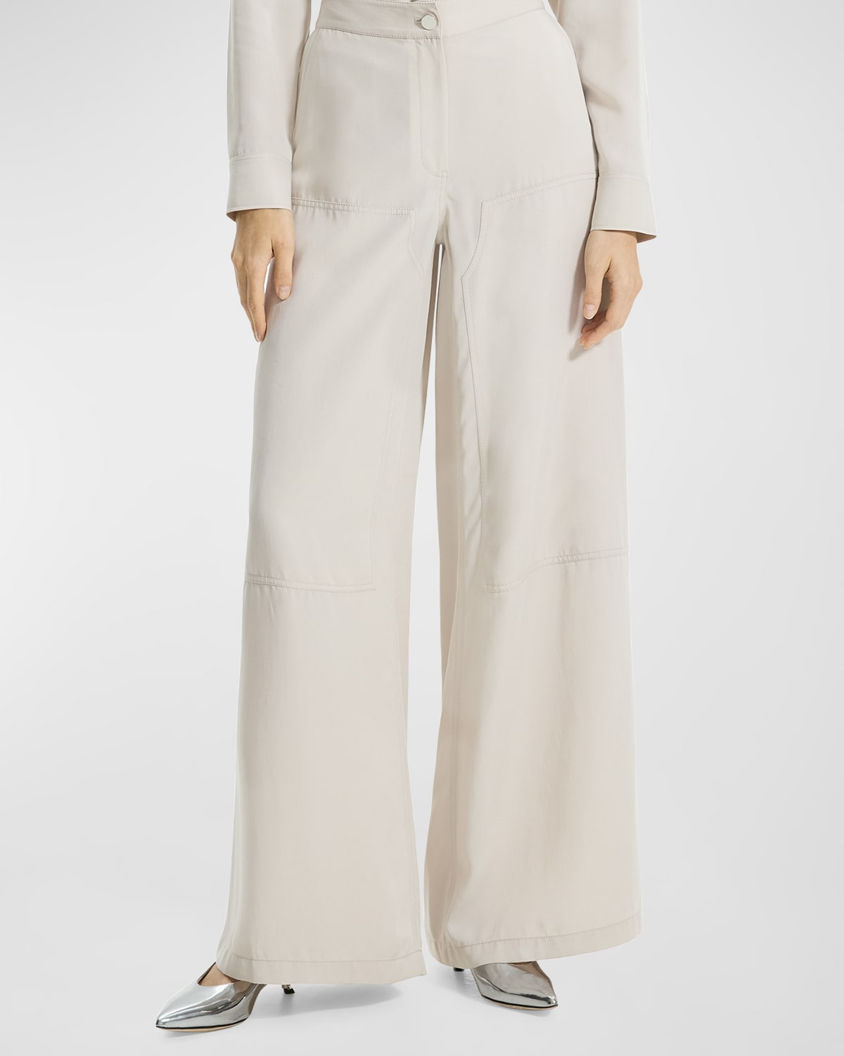 Shop Theory Fluid Wide-leg Cargo Pants In New Sand