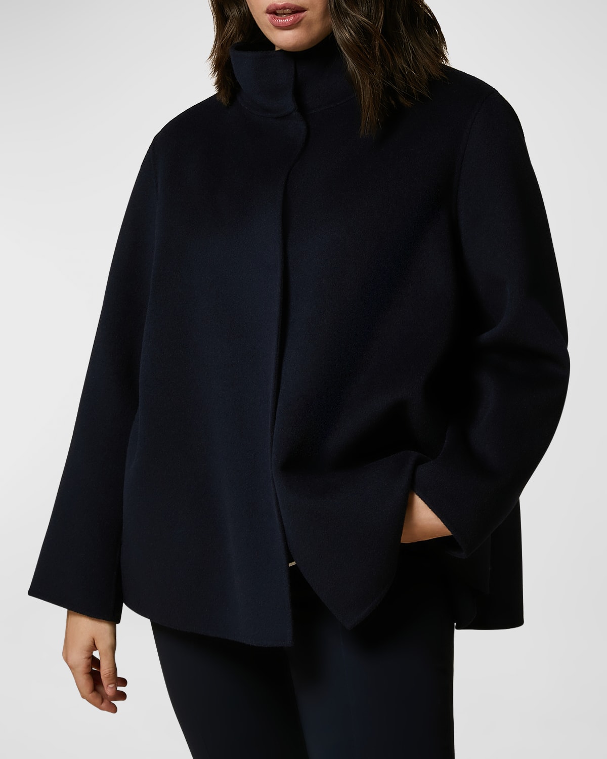 Shop Marina Rinaldi Plus Size Vetusta Double-face Wool-blend Jacket In Midnightblue