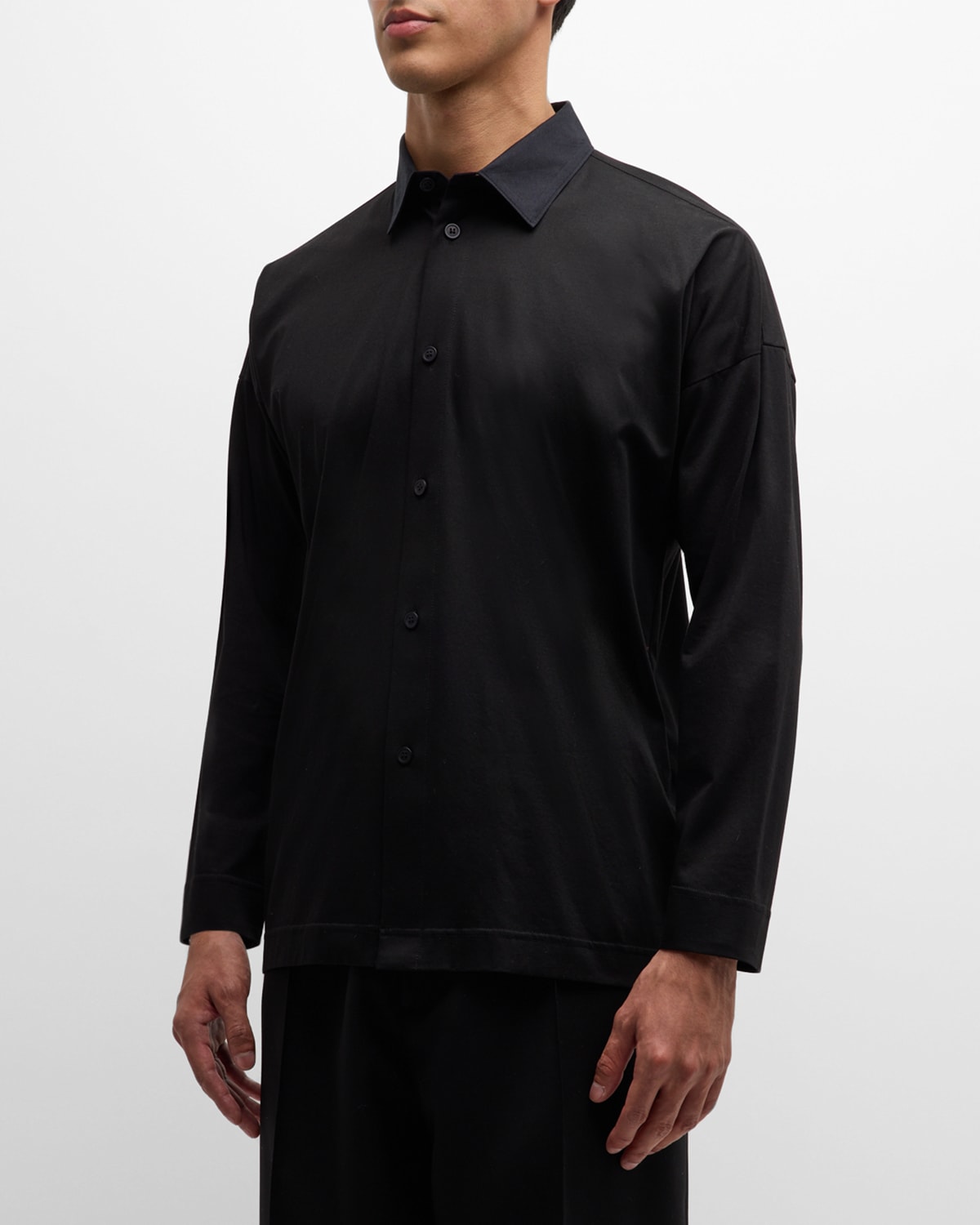 Issey Miyake Men's Solid Jersey Sport Shirt In Black