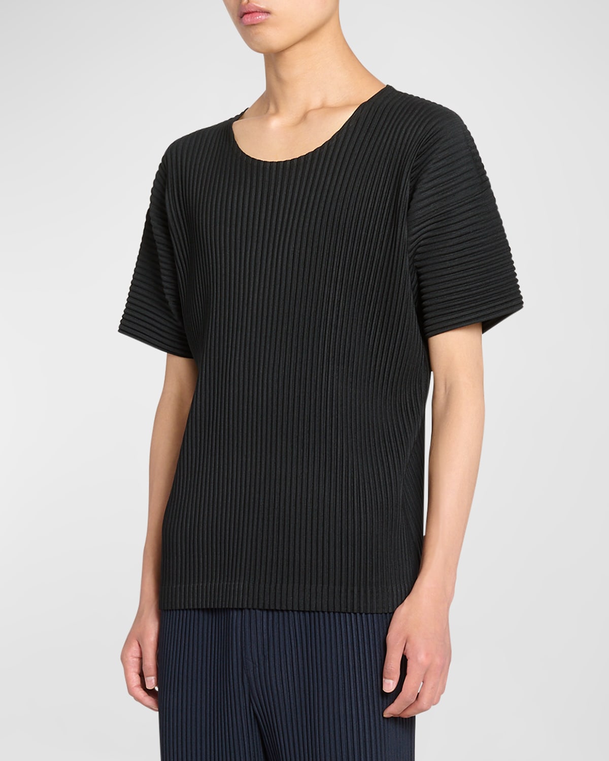 Issey Miyake Men's Basics Pleated Short-sleeve Shirt In Black