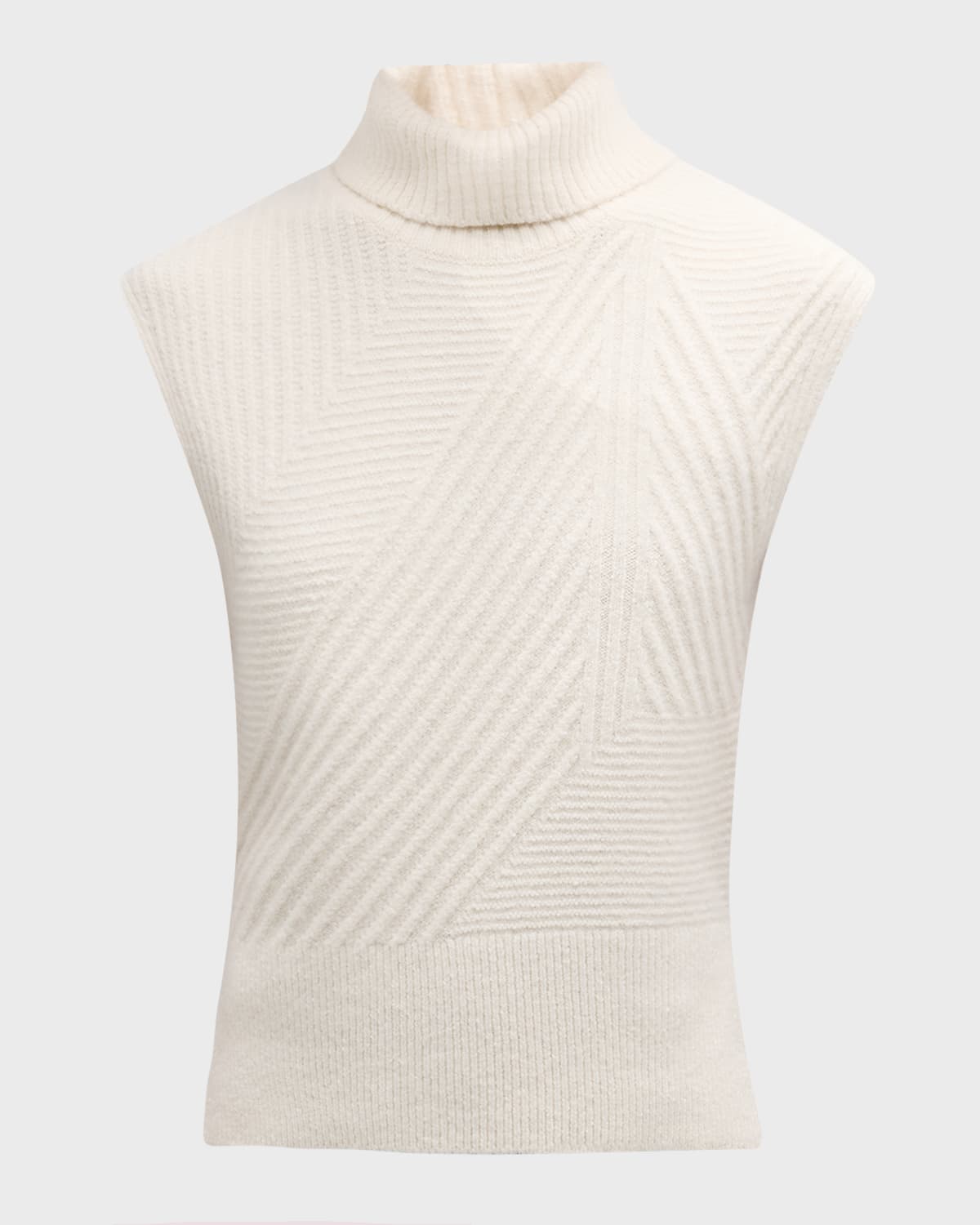 Shop Tanya Taylor Aaron Alpaca Knit Sleeveless Turtleneck Sweater In Cream
