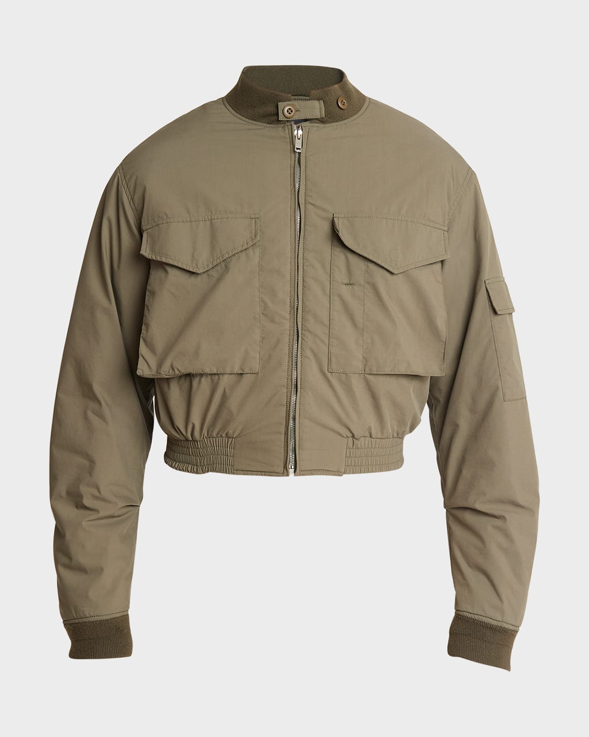 Men's Cropped Military Bomber Jacket