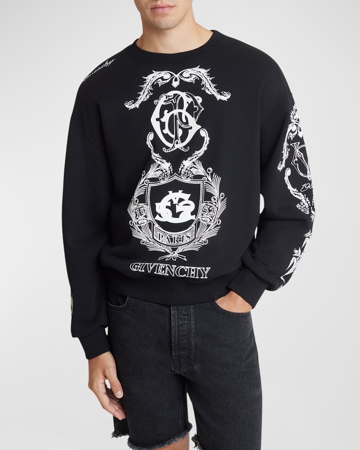 Shop Givenchy Men's Boxy Tats Sweatshirt In Black