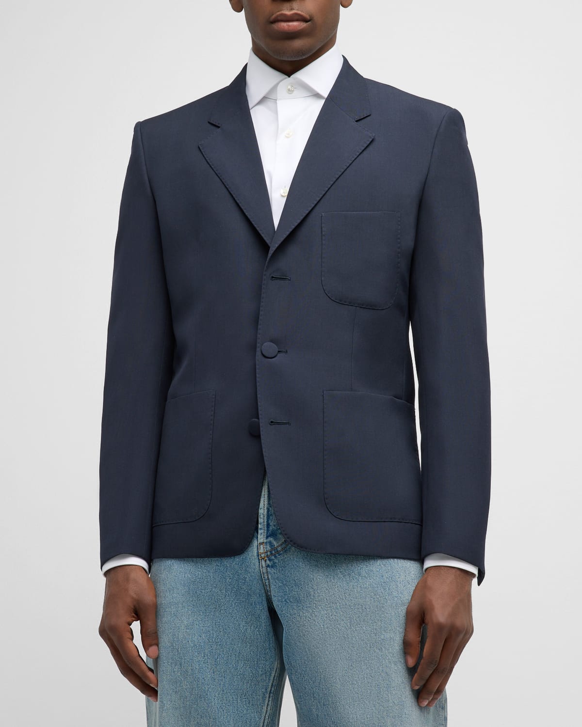 Shop Givenchy Men's Schoolboy Wool Blazer In Night Blue