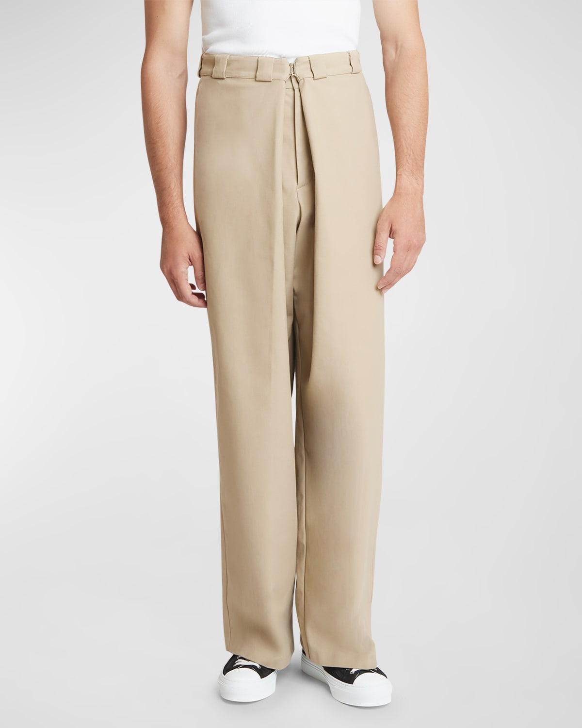 Shop Givenchy Men's Pleated Chino Pants In Beige