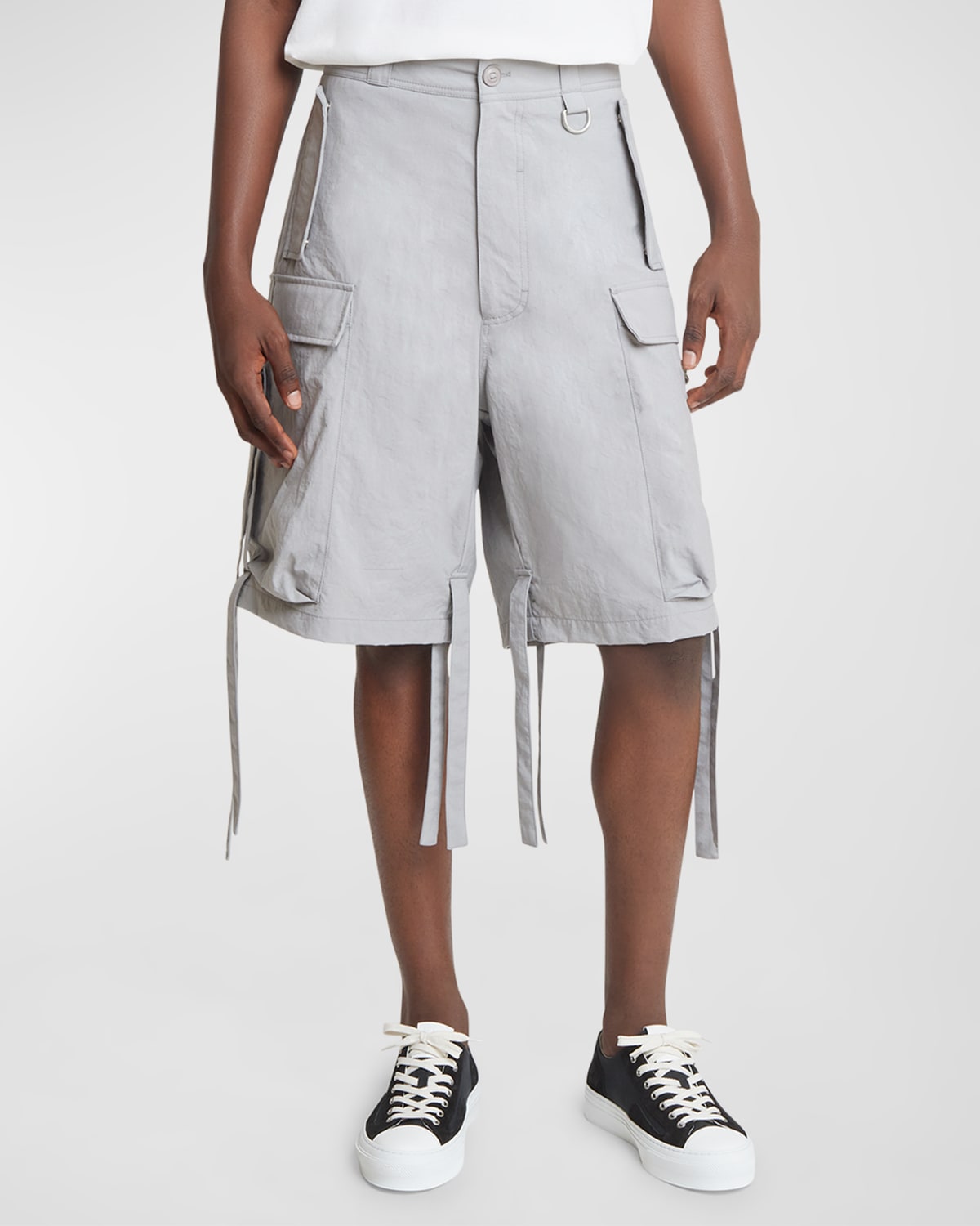 Shop Givenchy Men's Military Cargo Shorts In Light Grey