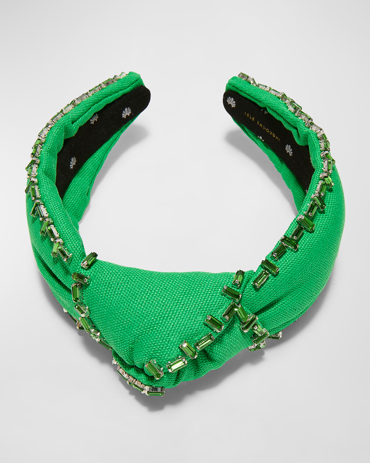 Shop Lele Sadoughi Knotted Embellished-trim Headband In Grass Green