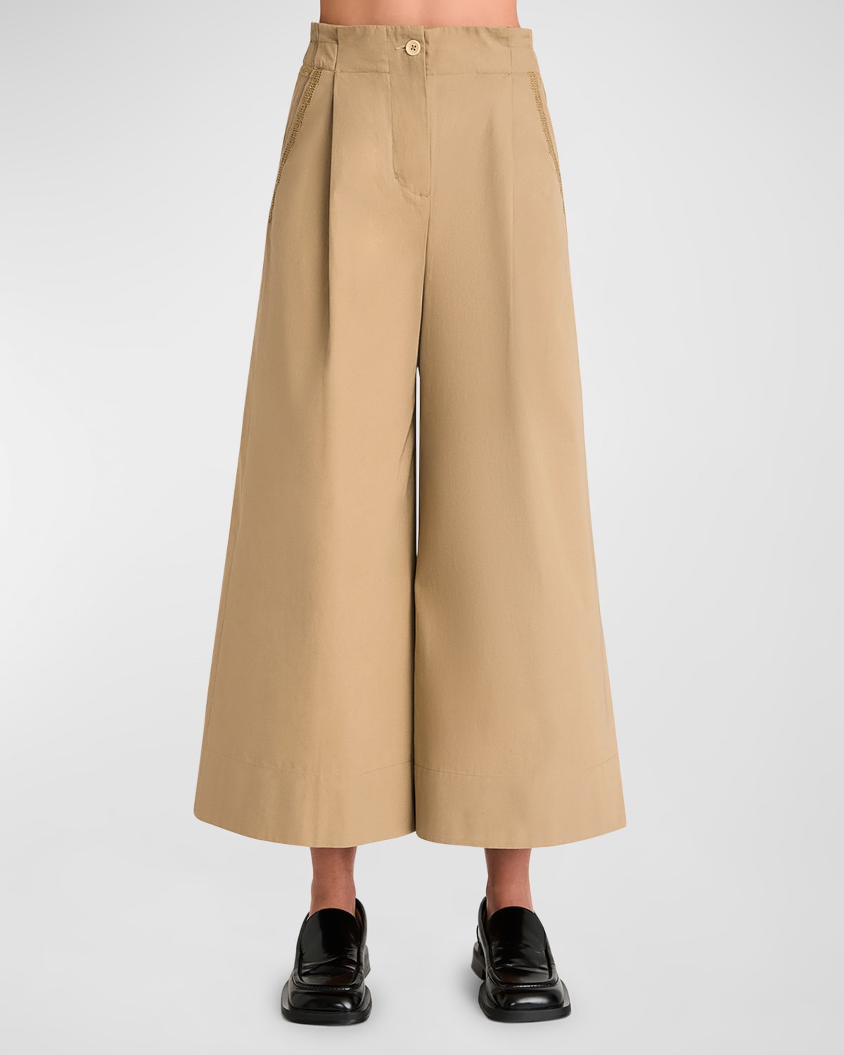 Shop Merlette Sargent Cropped High-rise Wide-leg Pants In Driftwood