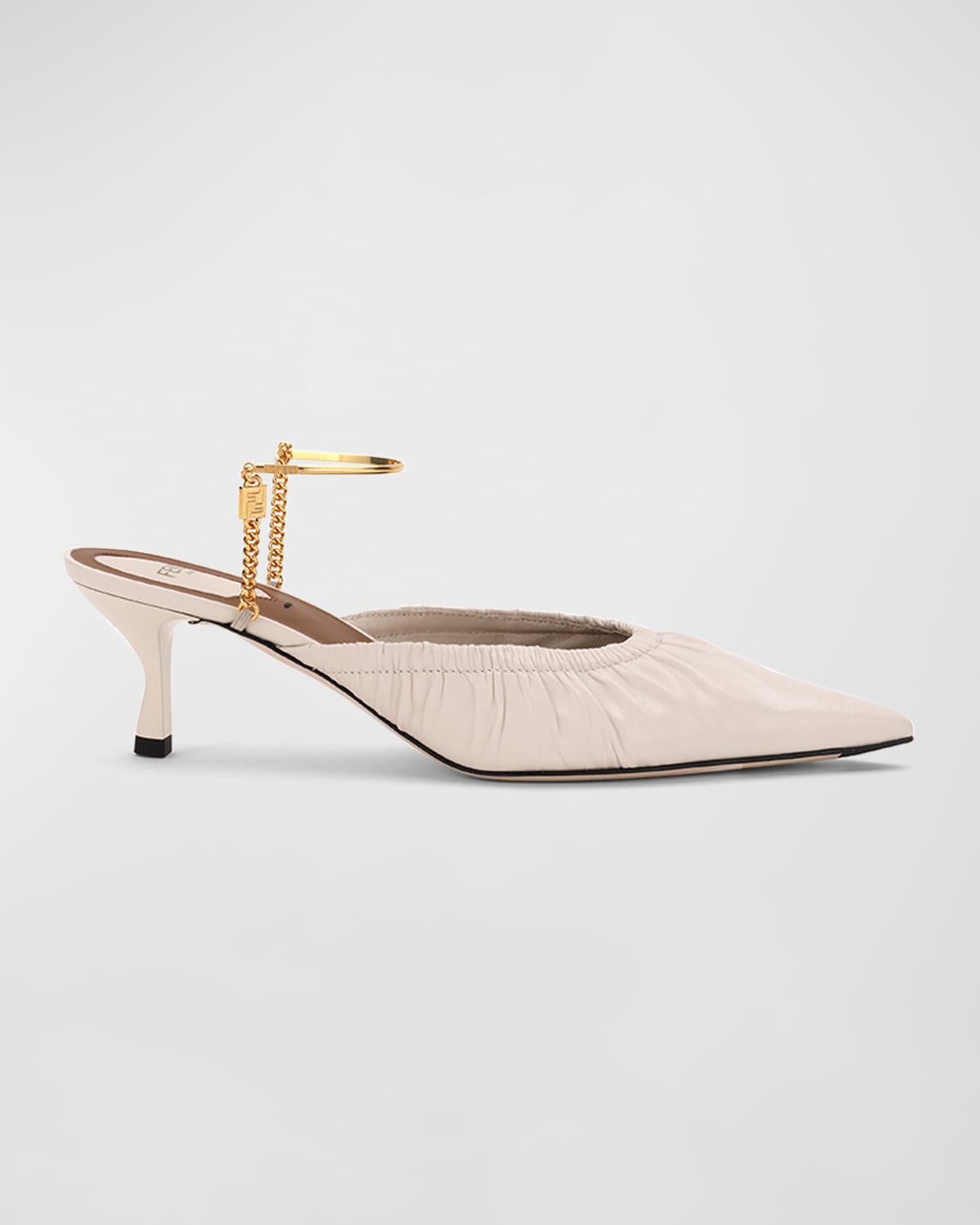 Colibri Lite Chain-Strap Leather Kitten Mules
