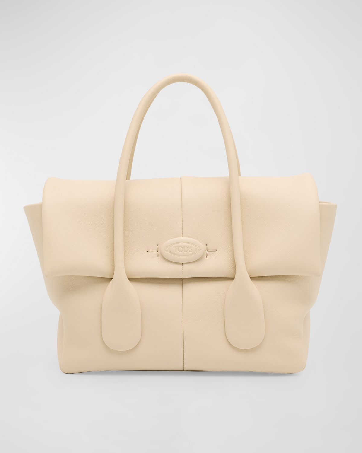 Tod's Flap Leather Top-handle Bag In Bianco Carrara