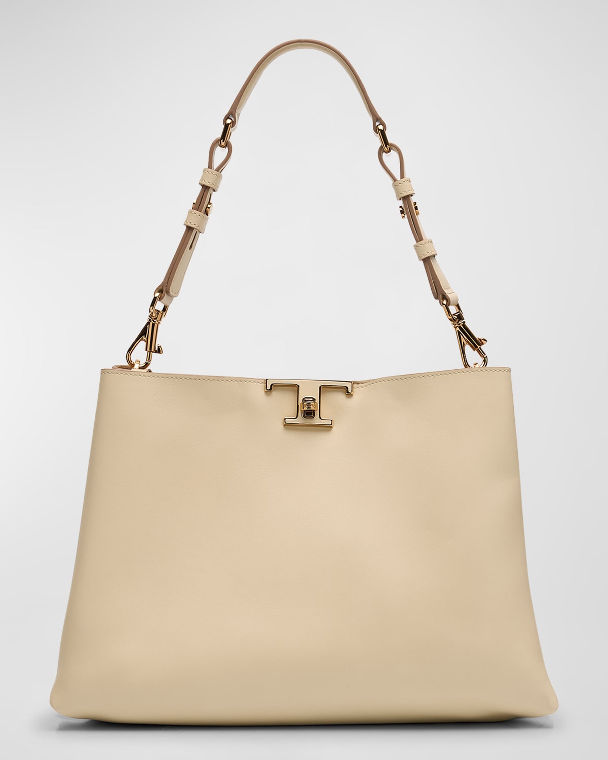Shop Tod's Calf Leather Shoulder Bag In Bianco Carrara