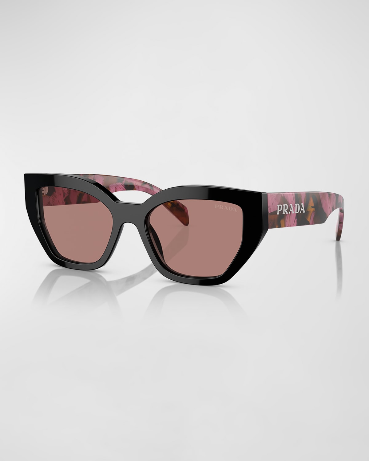 Shop Prada Bold Acetate Butterfly Sunglasses In Lite Brown