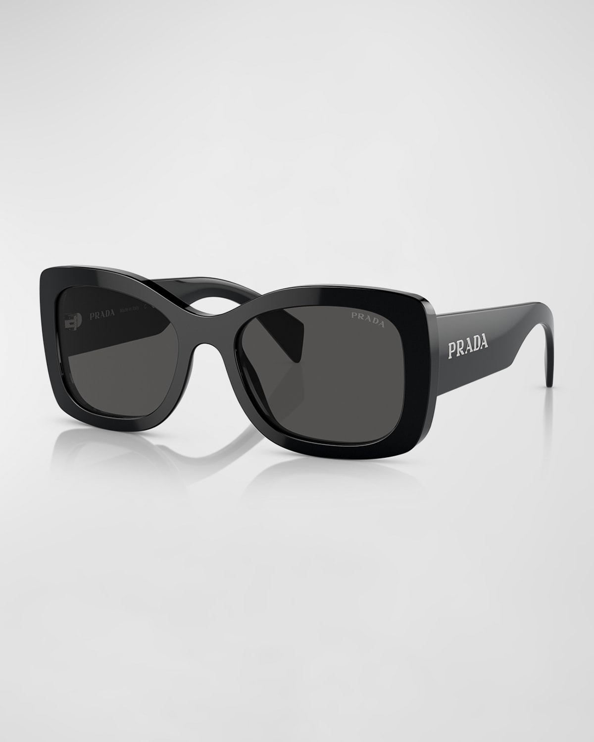 Shop Prada Logo Acetate Butterfly Sunglasses In Black