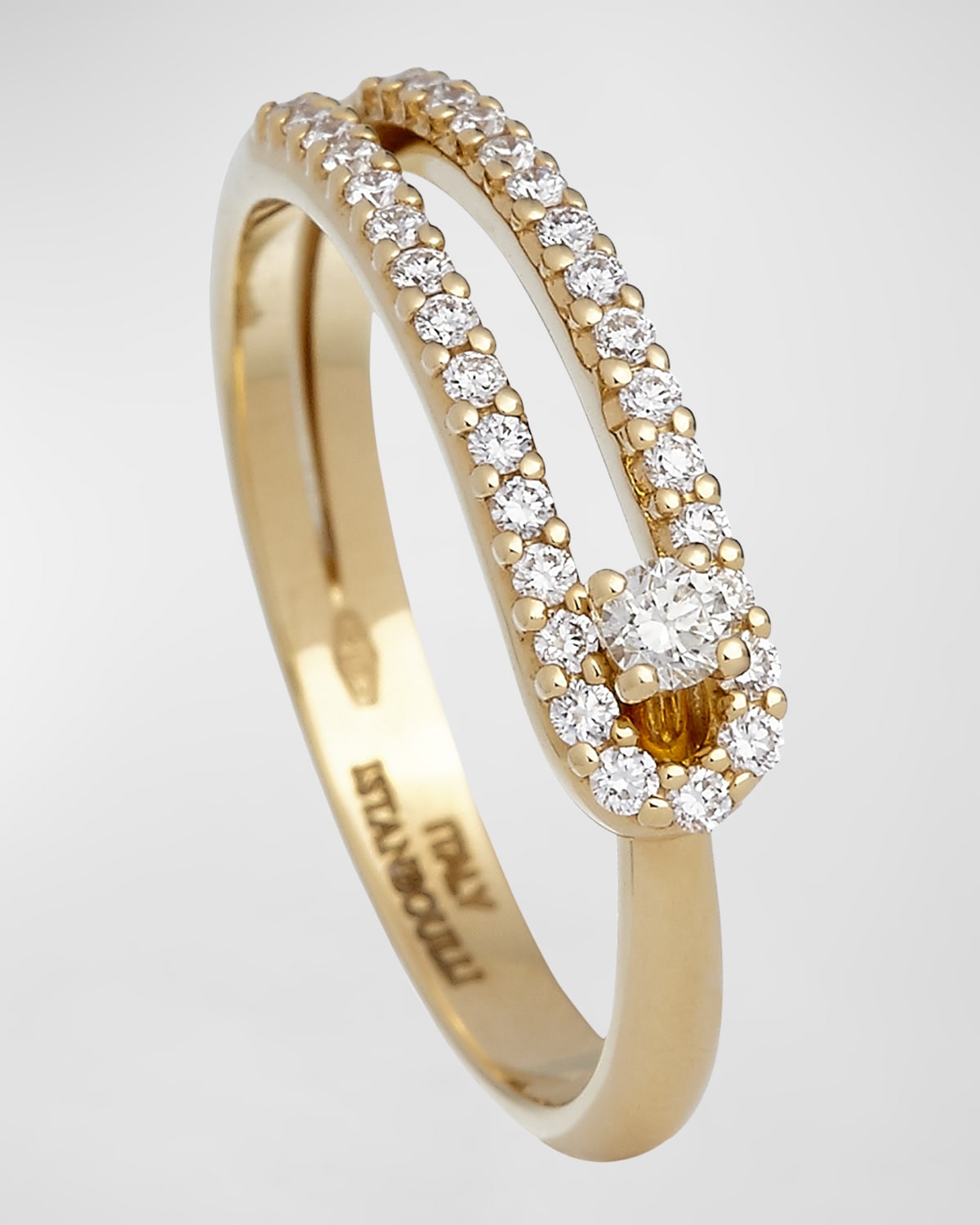 18K Yellow Gold Thin Ring with Diamond Half, Size 7