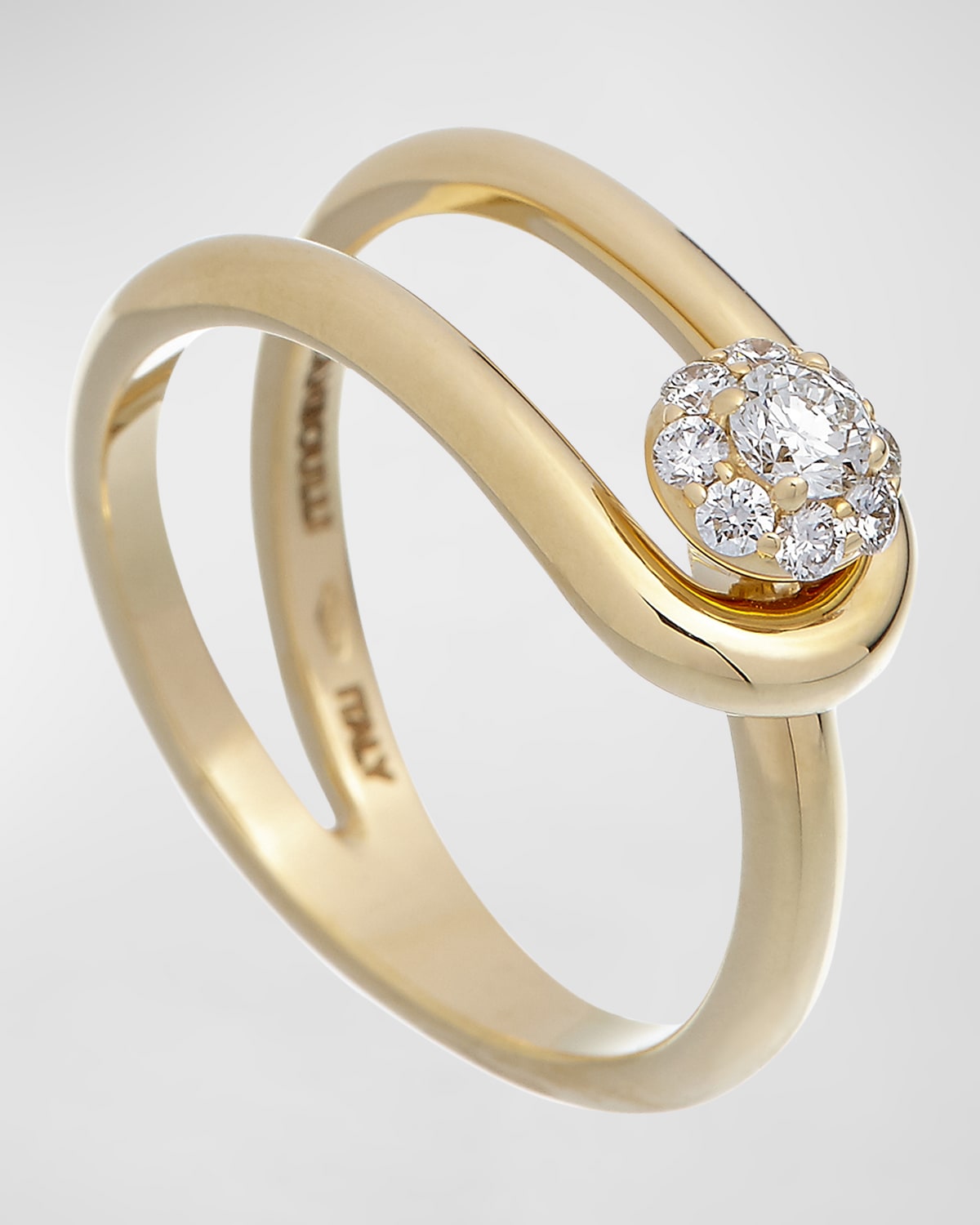 18K Yellow Gold Ring with Diamond and Halo, Size 7