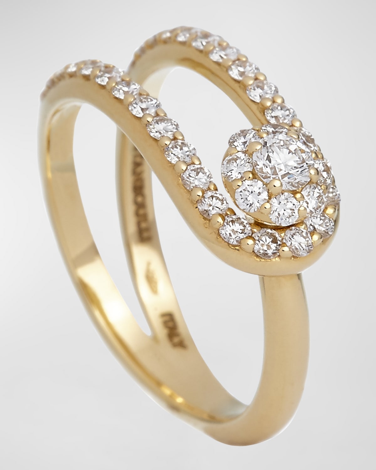 18K Yellow Gold Ring with Diamond Half, Size 7