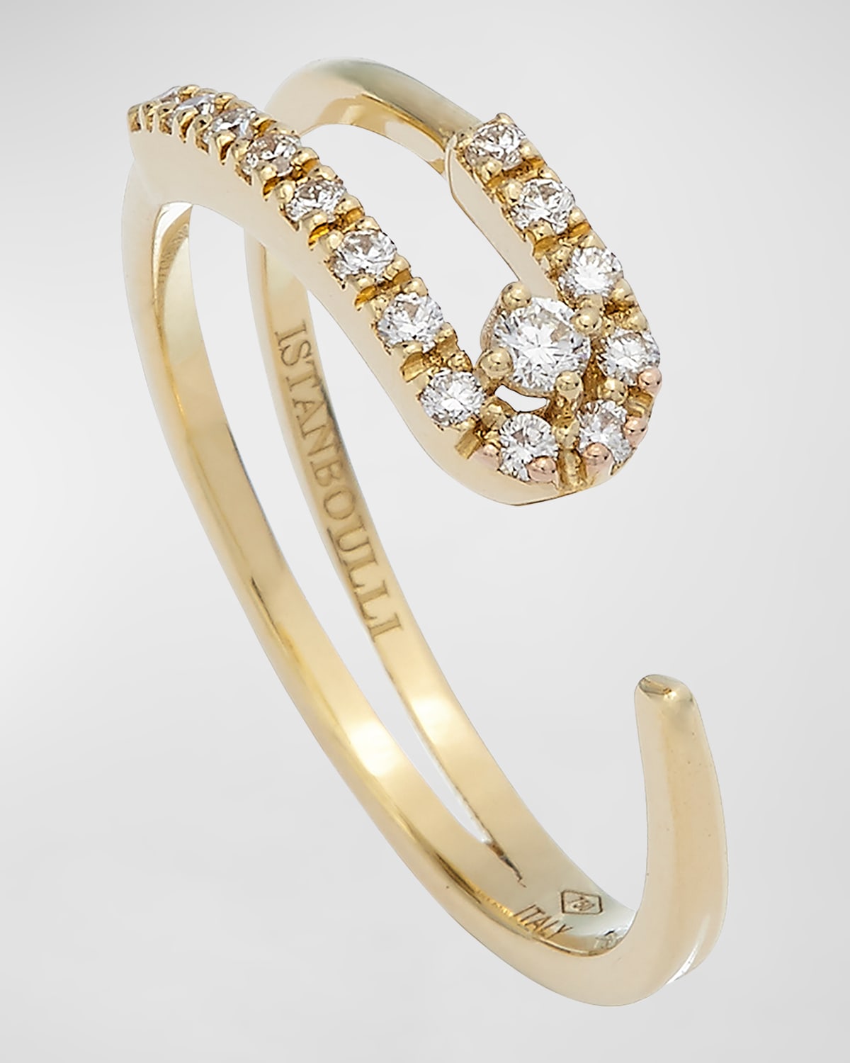 Krisonia 18k Yellow Gold Tapered Ring With Diamonds