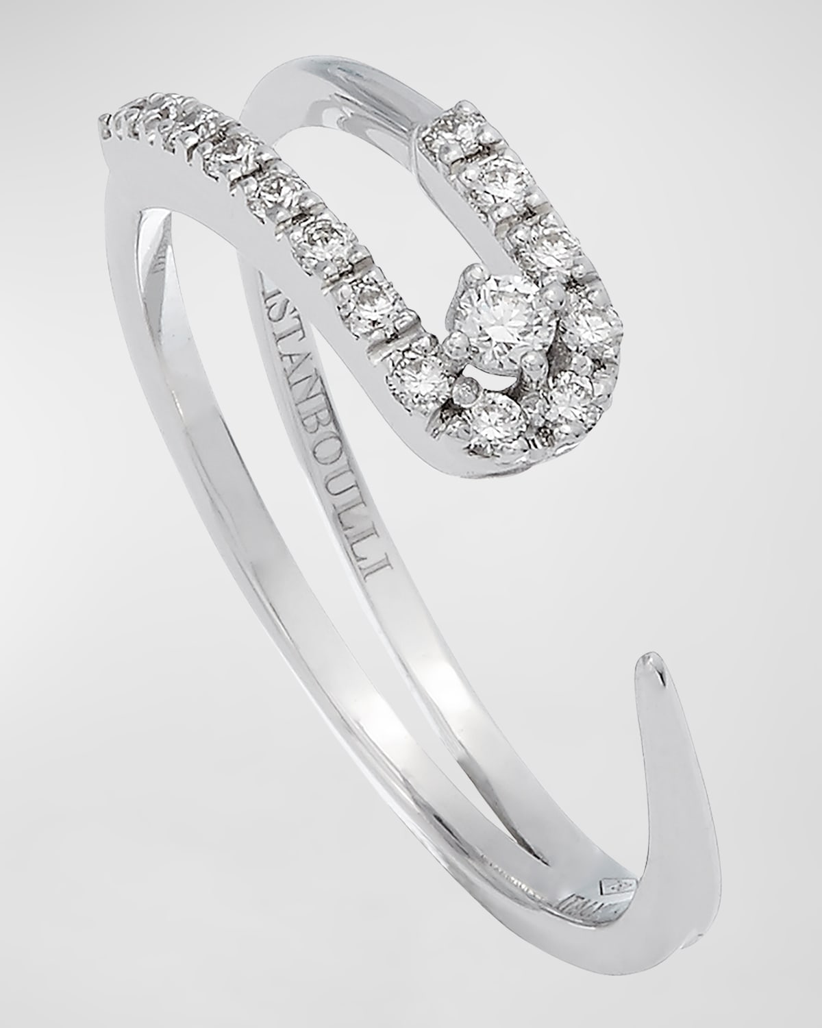 Krisonia 18k White Gold Tapered Ring With Diamonds In Metallic