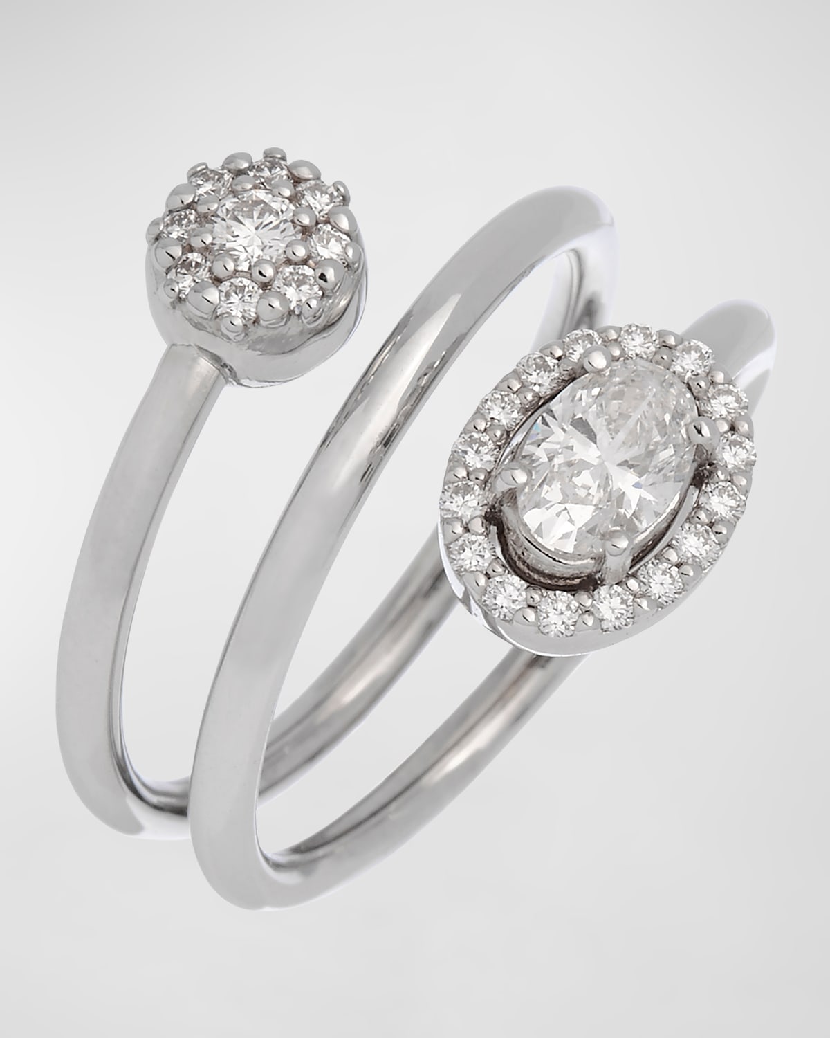 Krisonia 18k White Gold Coil Ring With Diamonds In Metallic