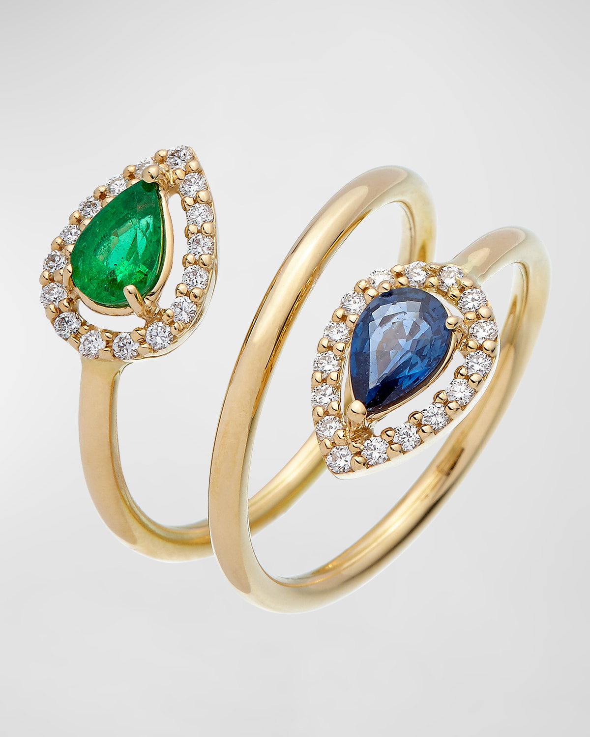 Krisonia 18k Yellow Gold Ring With Emerald, Sapphire And Diamonds