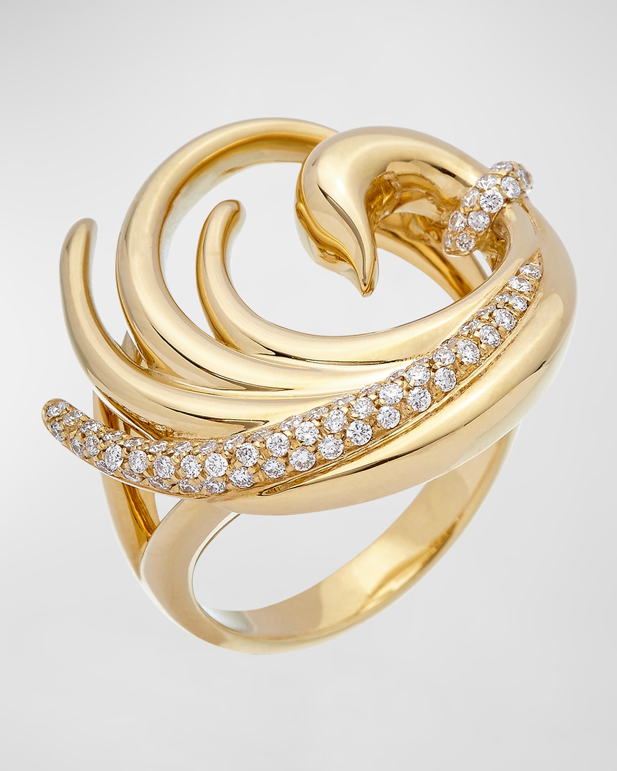 Krisonia 18k Yellow Gold Diamond Swan Ring