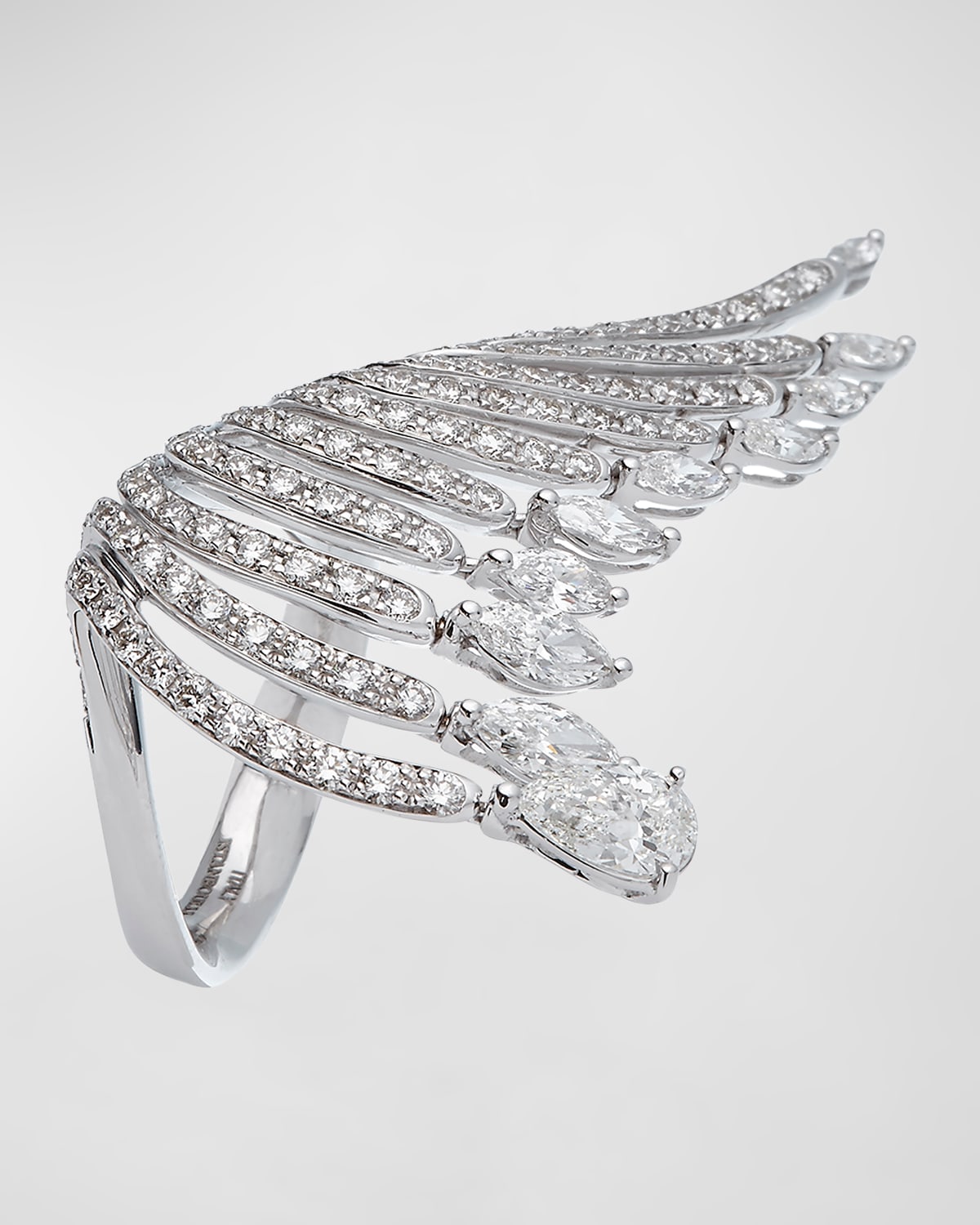 Krisonia 18k White Gold Ring With Multi Row Diamonds In Metallic