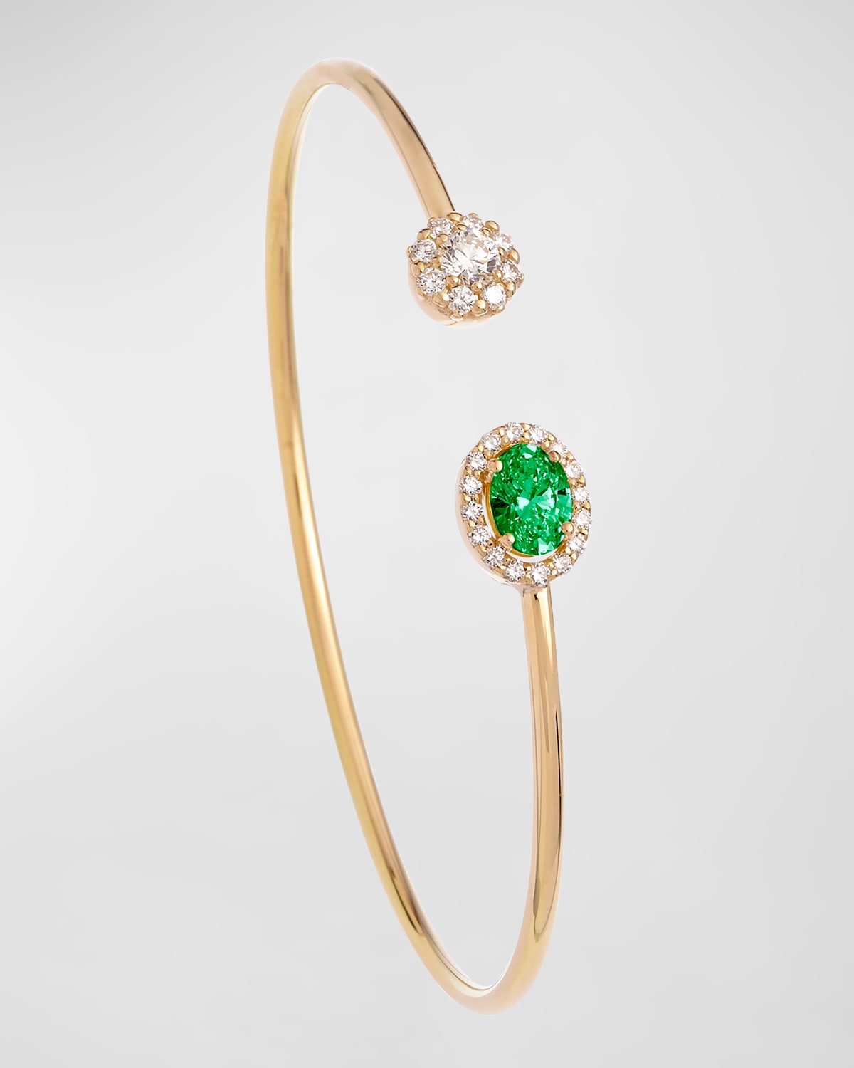 18K Yellow Gold Bracelet with Diamonds and Emerald