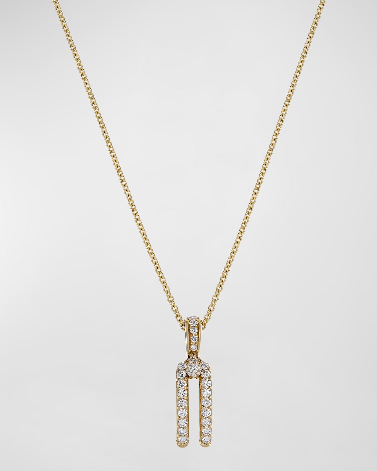 18K Yellow Gold Necklace with Diamond Double Prong