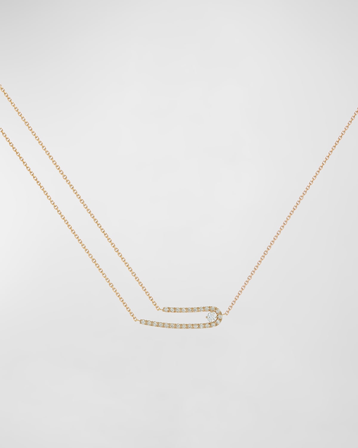 18K Rose Gold Multi Chain Necklace with Diamonds