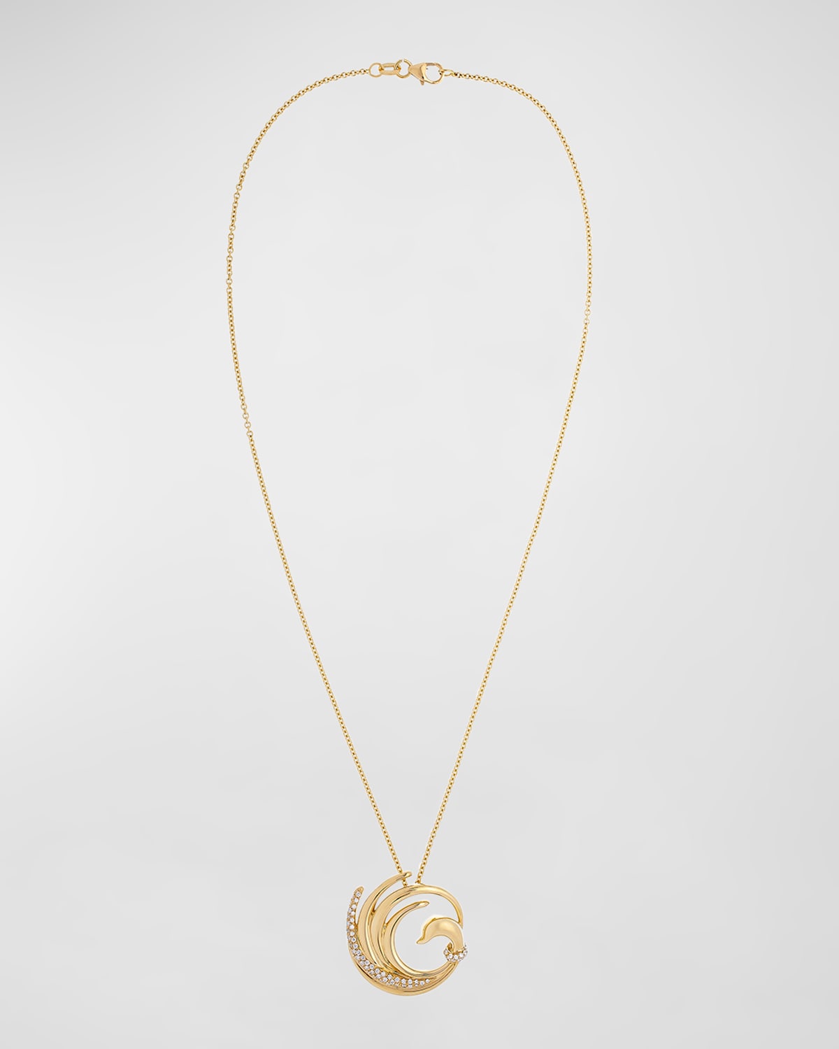 18K Yellow Gold Swan Necklace with Diamonds