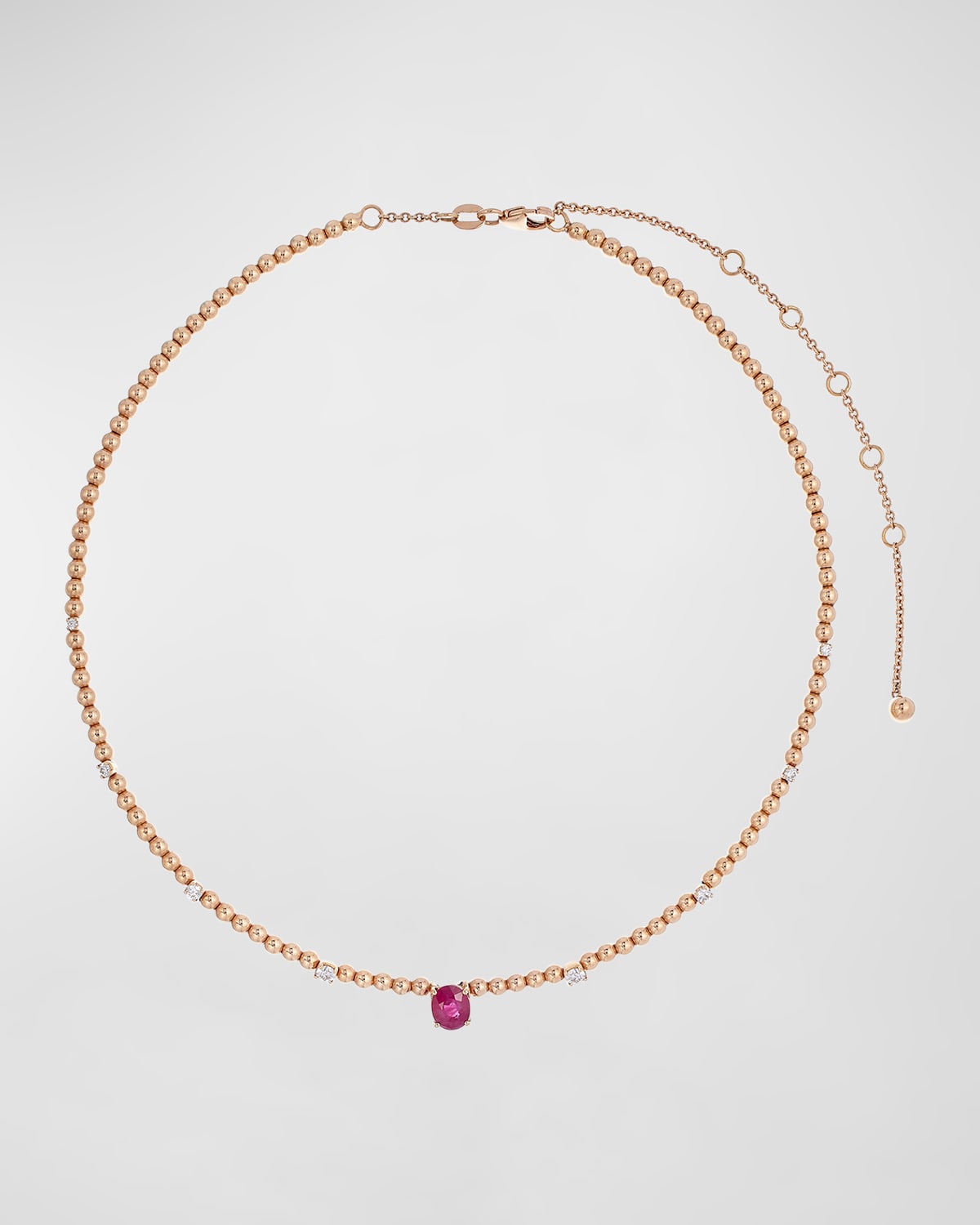 18K Rose Gold Diamond and Ruby Necklace