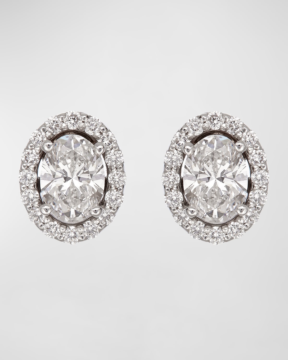 18K White Gold Earrings with Diamond Ovals