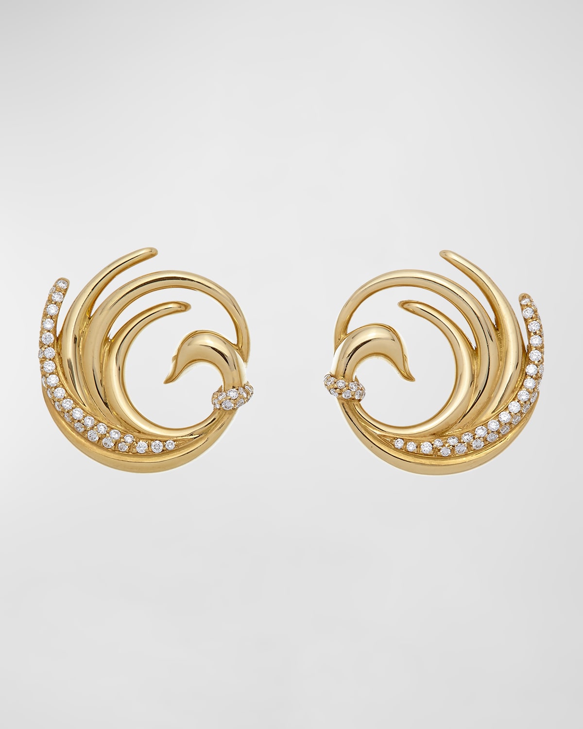 Krisonia 18k Yellow Gold Swan Earrings With Diamonds
