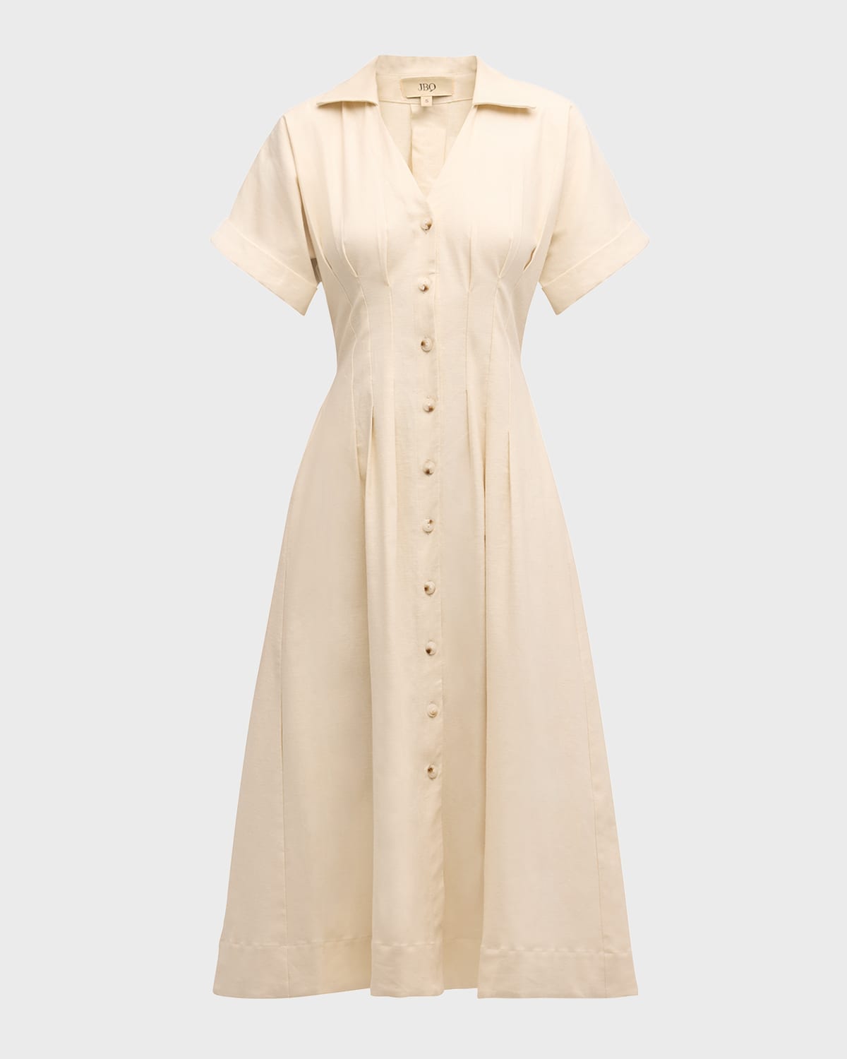 Just Bee Queen Freya Midi Shirtdress In Vanilla