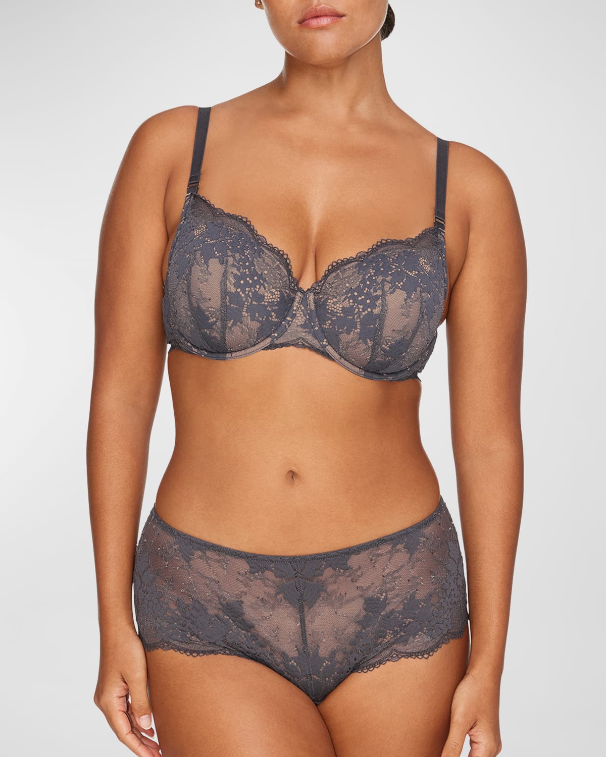 Shop Thirdlove All Day Lace T-shirt Bra In Charcoal