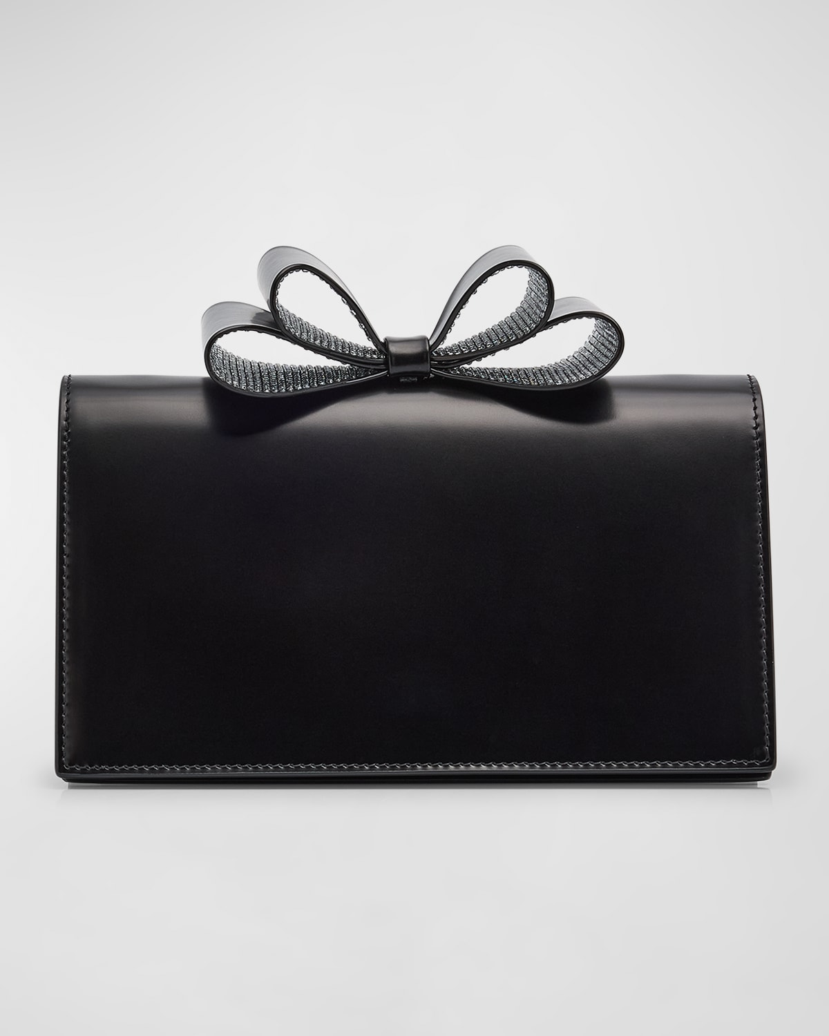 La Cadeau Small Bow Leather Clutch Bag