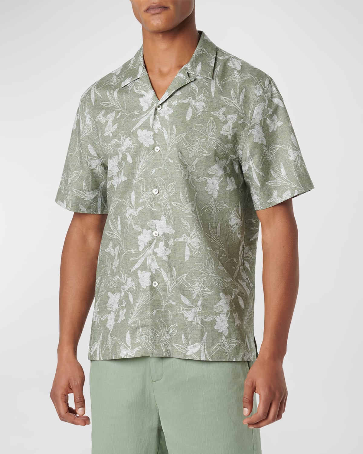Men's Orson Linen Floral Camp Shirt