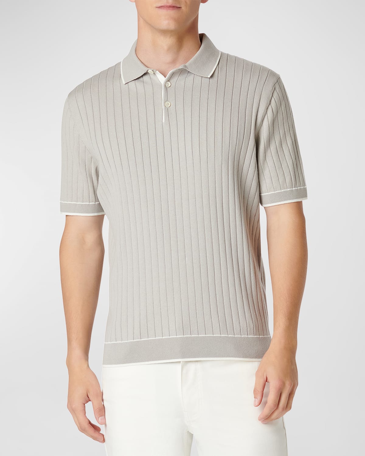 Shop Bugatchi Men's Ribbed Polo Sweater In Cement