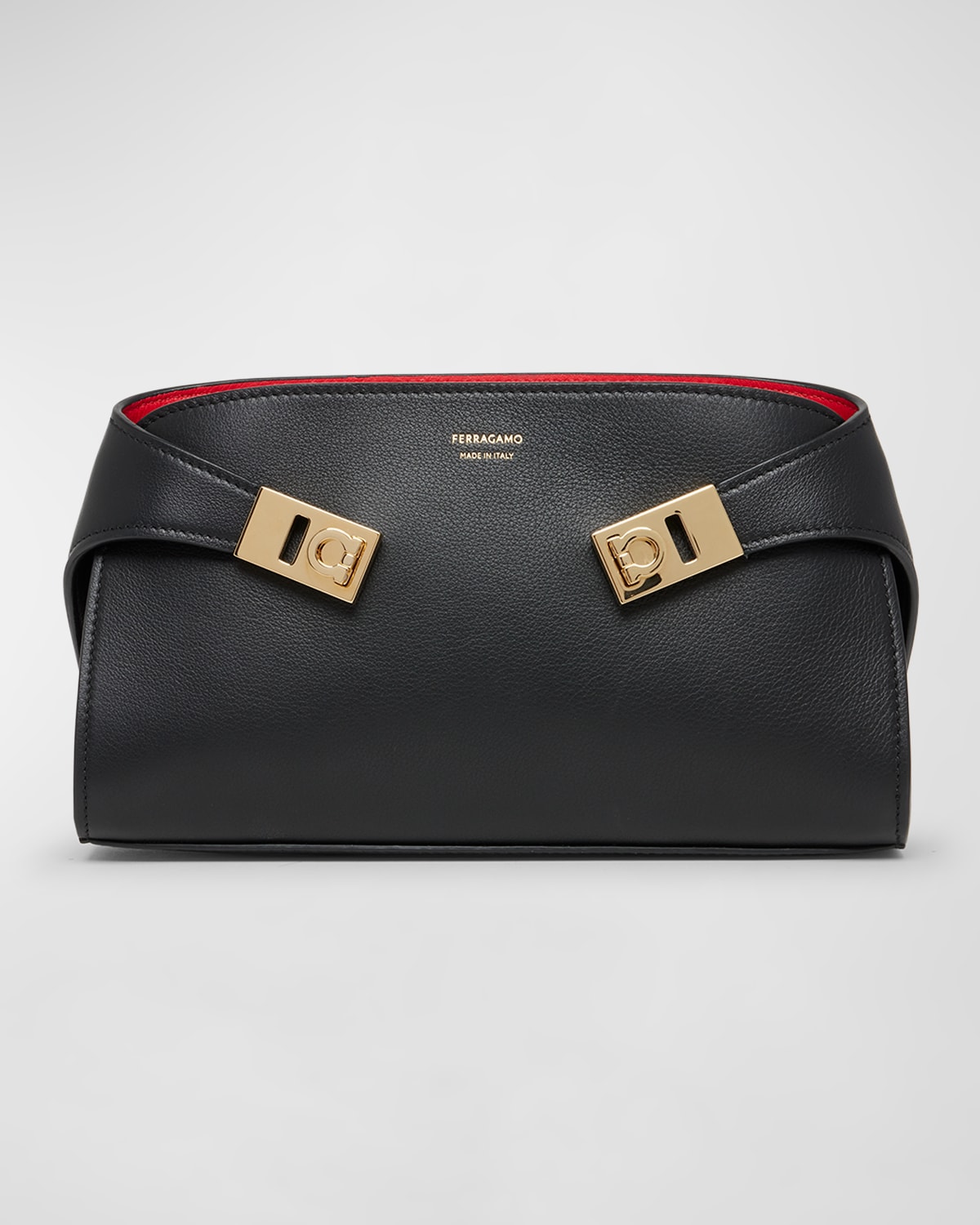 Shop Ferragamo Mini Hug Leather Crossbody Bag In Nero