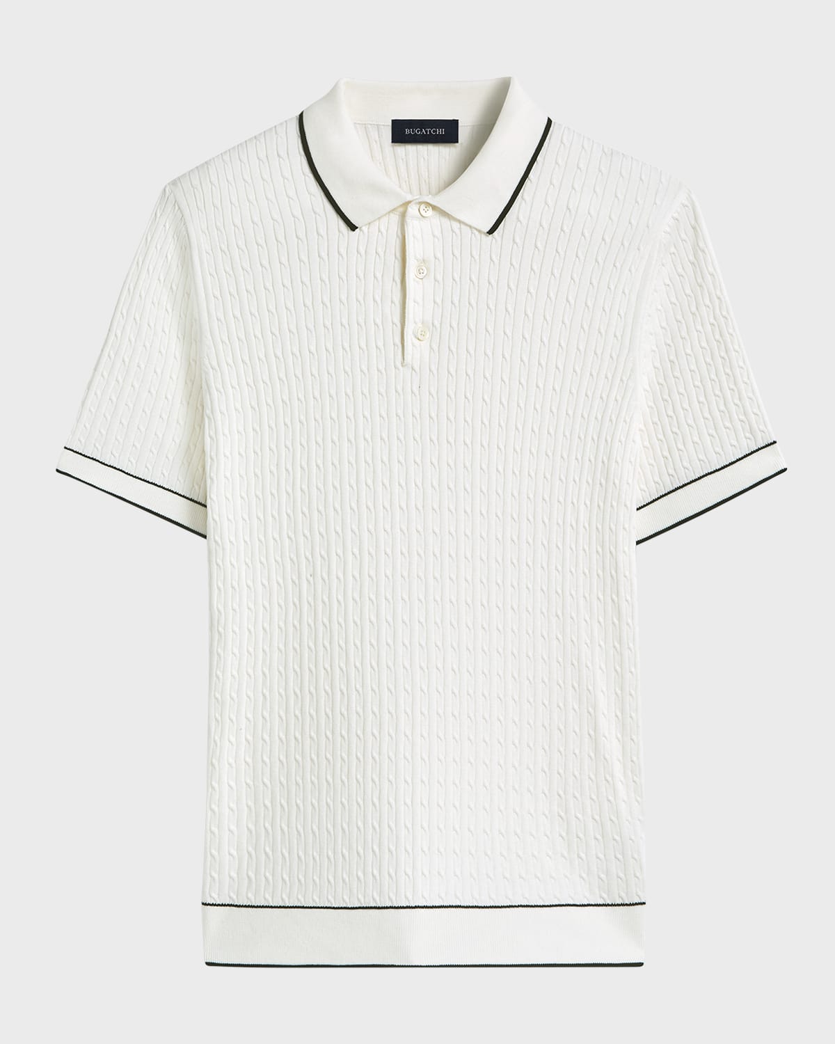 Bugatchi Men's Cotton-blend Short-sleeve Polo Sweater In Chalk