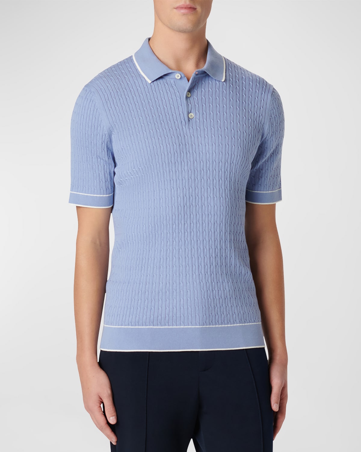 Shop Bugatchi Men's Cable-knit Polo Sweater In Lilac
